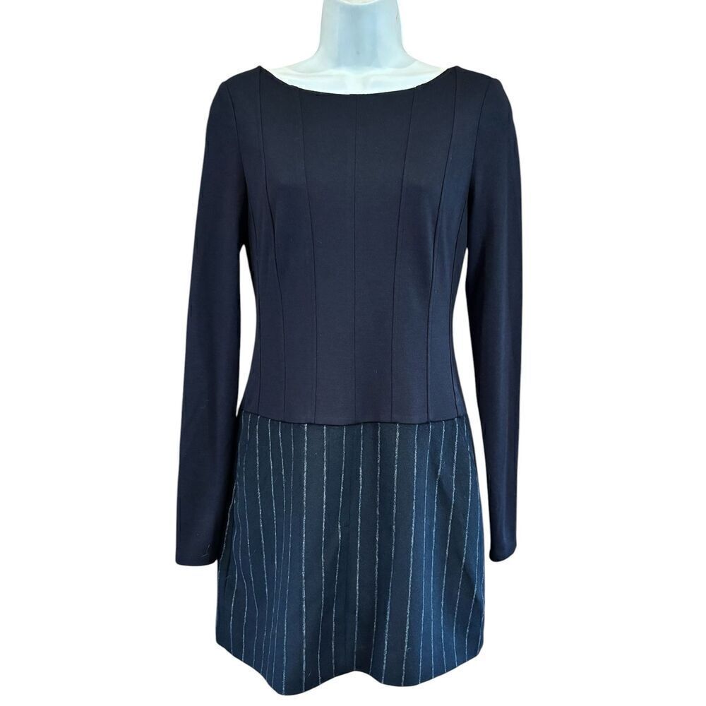 Jason Wu Boat Neck Dress with Pinstripe Combo Skirt in Black NWT Size 6 - Picture 6 of 10